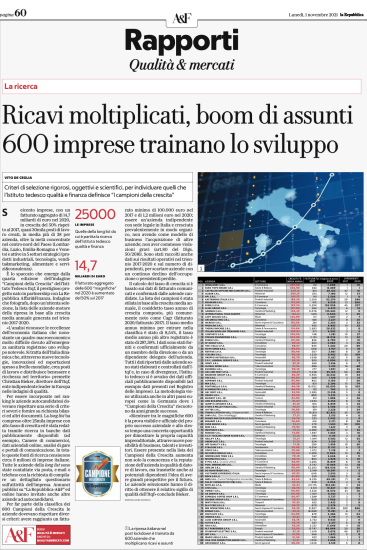 report campioni della crescita la repubblica affari e finanza